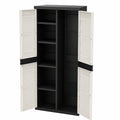 Armario de Almacenaje de 2 Puertas con Estantes, 70x44x176 cm, Beige y Negro