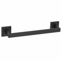 Toallero de Pared Negro Mate, Diseño Minimalista Cuadrado, Acero Inoxidable, Incluye Kit de Fijación, Tamaño 45 x 8 x 5,5 cm