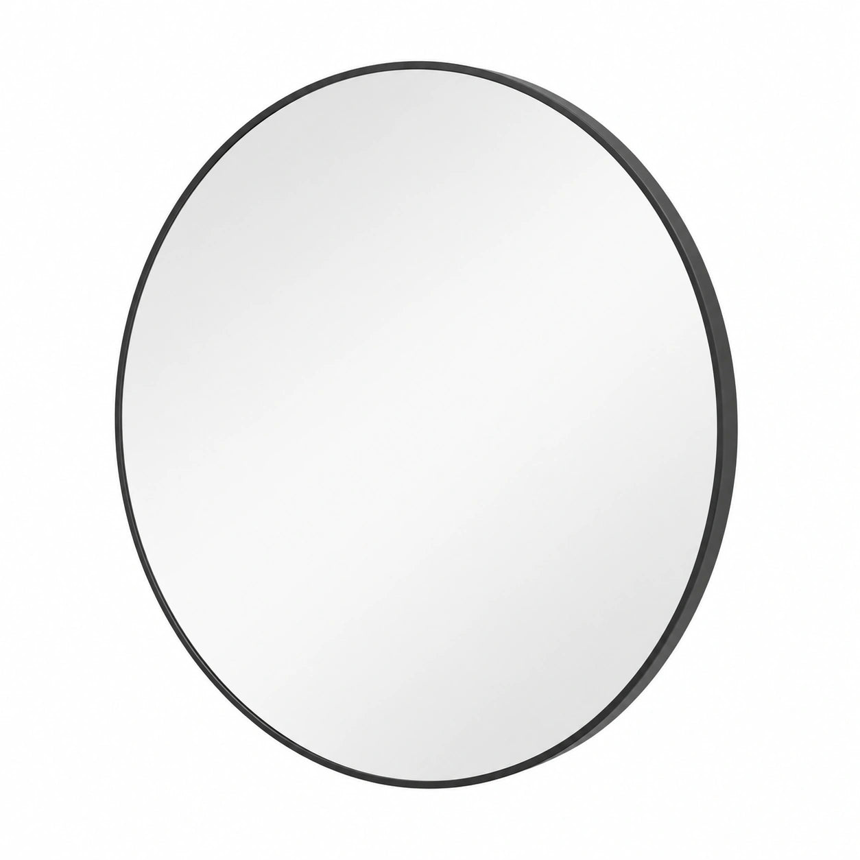 Espejo Circular de Pared 120 cm, Marco Metálico Negro Minimalista para Salón y Comedor