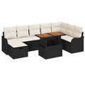 Set de Sofás de Jardín 9 Piezas en Ratán Sintético Negro con Madera de Acacia