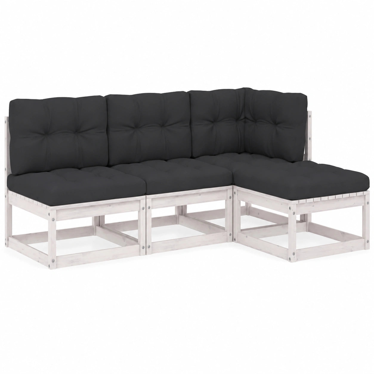 Conjunto de Muebles de Jardín de Madera de Pino con Cojines, 4 Piezas