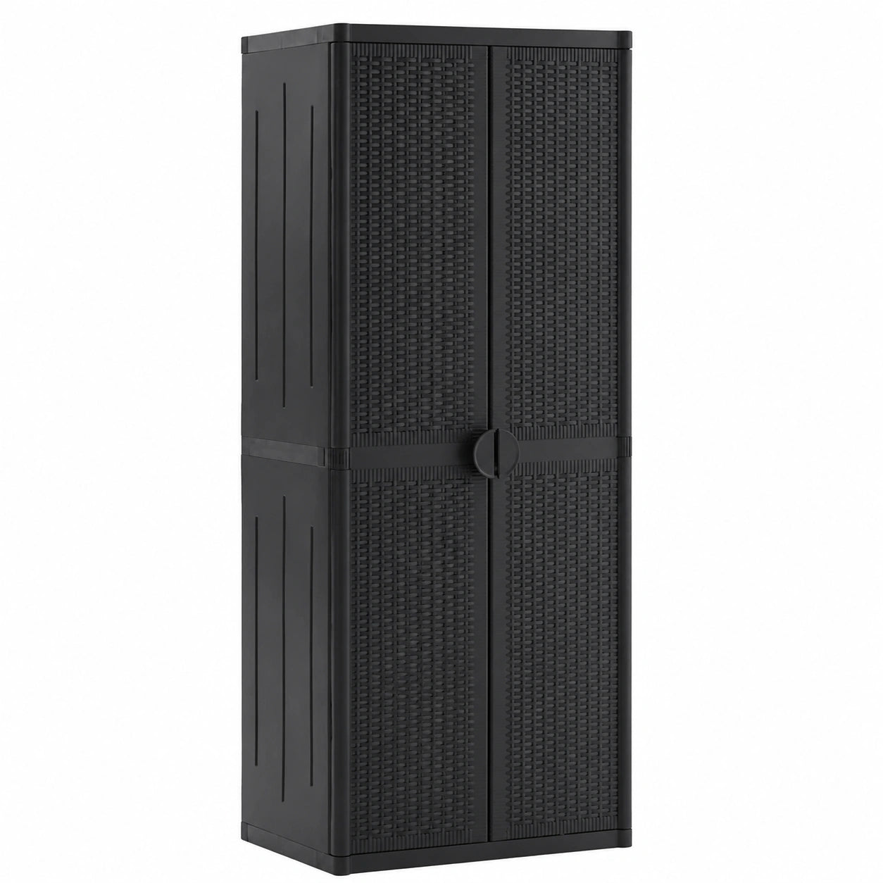 Armario Exterior de Jardín de Ratán Negro 65x45x172 cm
