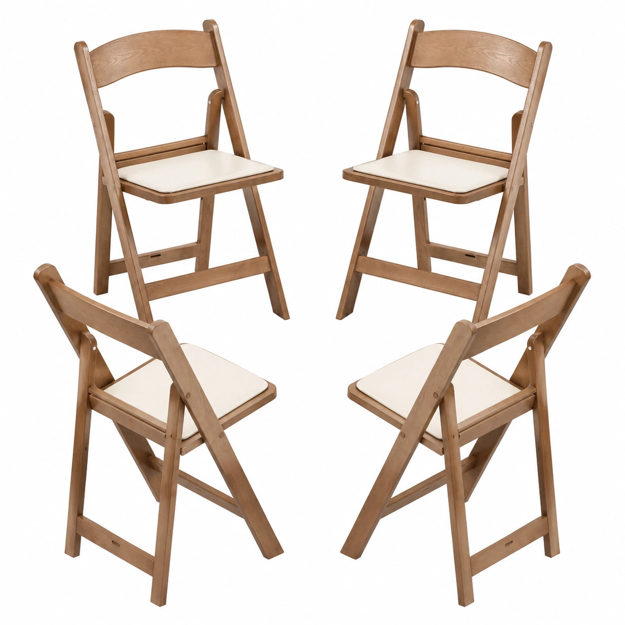 Sillas Plegables Gala con Cojín, Pack de 4, Efecto Madera, Color Roble Claro