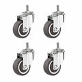 Ruedas Giratorias de Goma Silenciosas M6 con Freno para Muebles y Gabinetes, Juego de 4