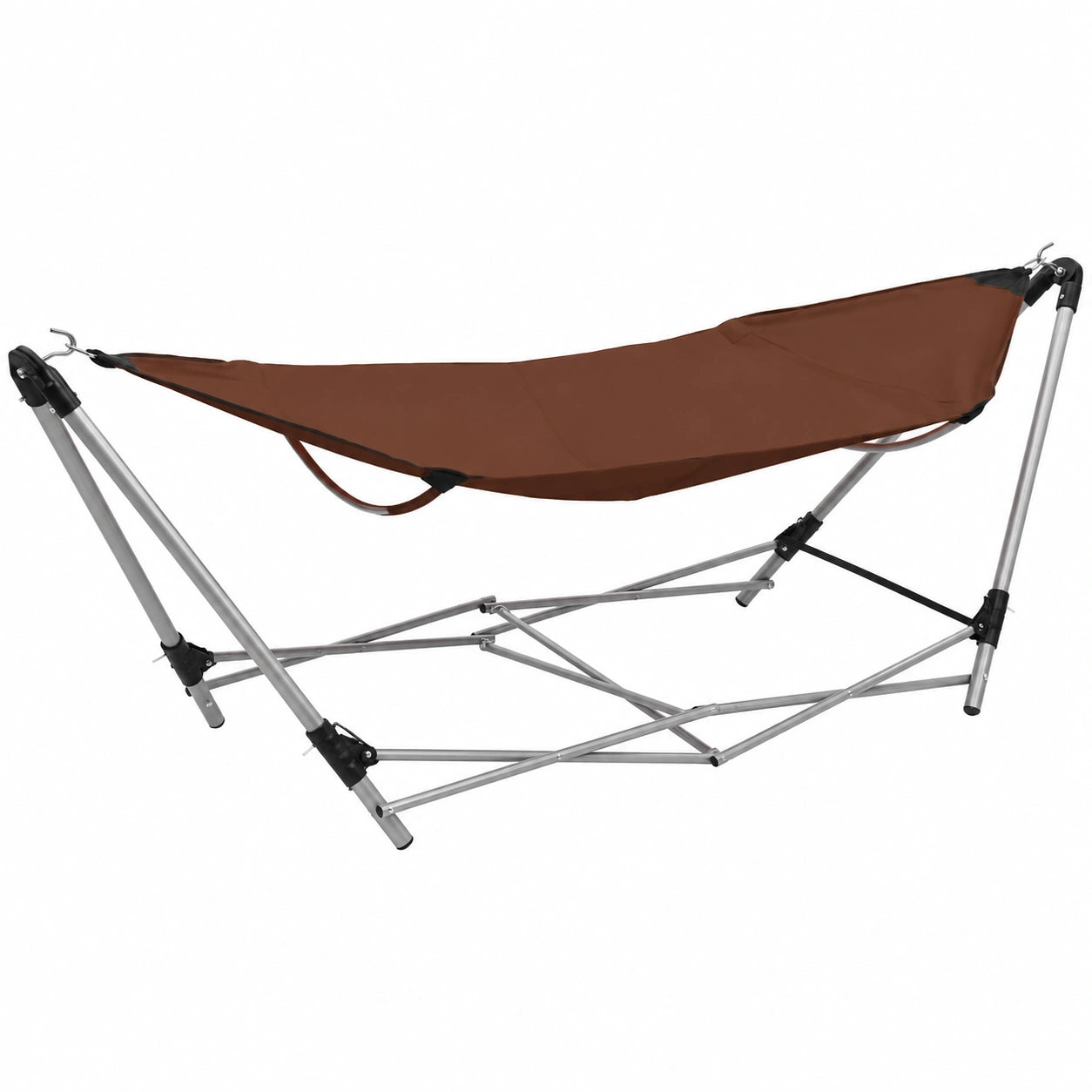 Hamaca Plegable Marrón para Interior y Exterior con Soporte