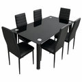 Conjunto de Comedor: Mesa de Cristal y 6 Sillas Negras Tucan