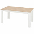 Mesa de comedor grande de madera de roble y blanca, 160 x 80 x 75 cm