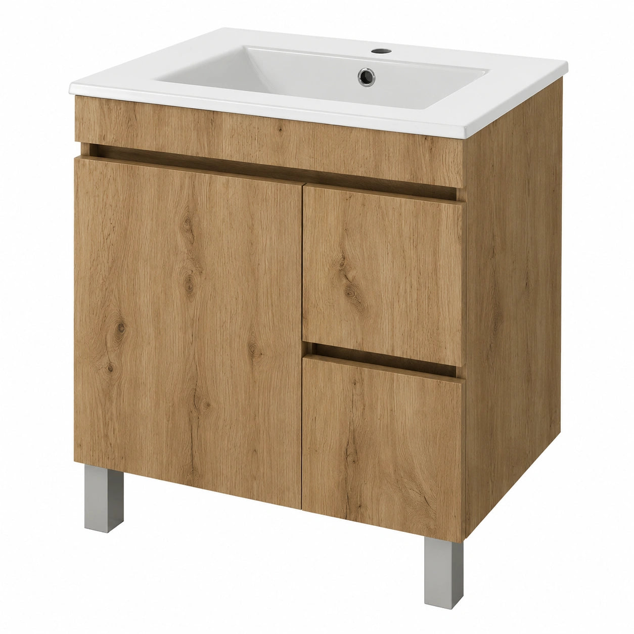 Conjunto de Mueble de Baño con Lavabo de 60 cm, Elegante y Compacto, Incluye Pie de Porcelana